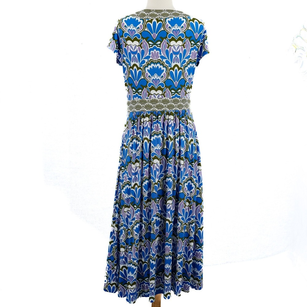 Boden Melanie Jersey Midi Dress Women 10 R French Blue Baroque Resort Wear - Picture 4 of 11
